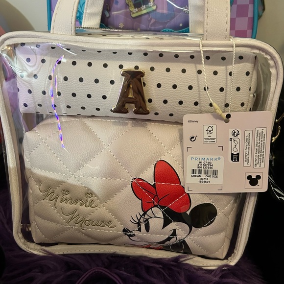 Disney Minnie Mouse White and Red Quilted Cosmetic Bag. Set of Three - Picture 1 of 1